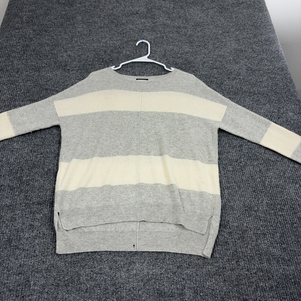 Philosophy Sweater Womens S Grey Striped 100% Cashmere Oversized Pullover Luxe‎